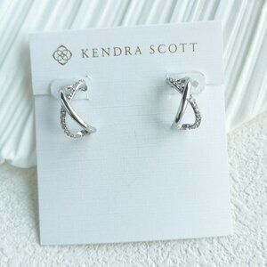 NEW Kendra Scott Silver White Crystal Annie Infinity Huggie Earrings
